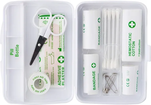  First aid kit in plastic case, 23 pcs white