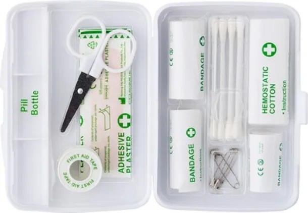  First aid kit in plastic case, 23 pcs white