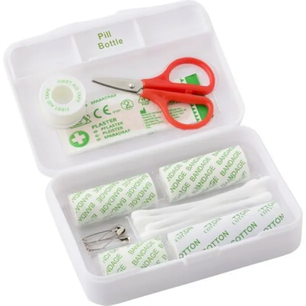  First aid kit in plastic case, 23 pcs white