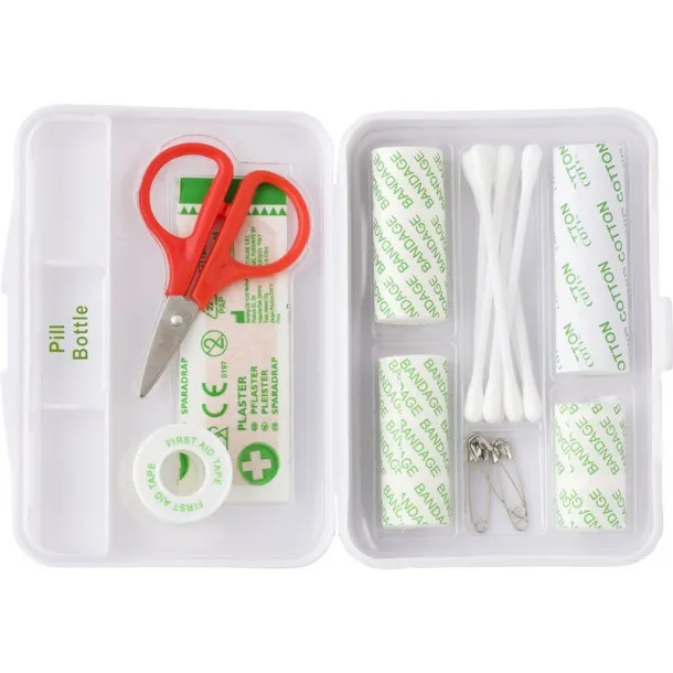  First aid kit in plastic case, 23 pcs white