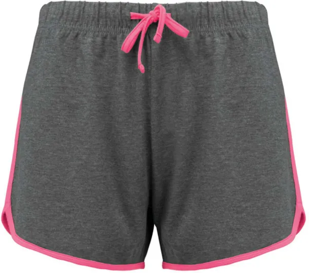  LADIES' SPORTS SHORTS - Proact Grey Heather Fluorescent Pink