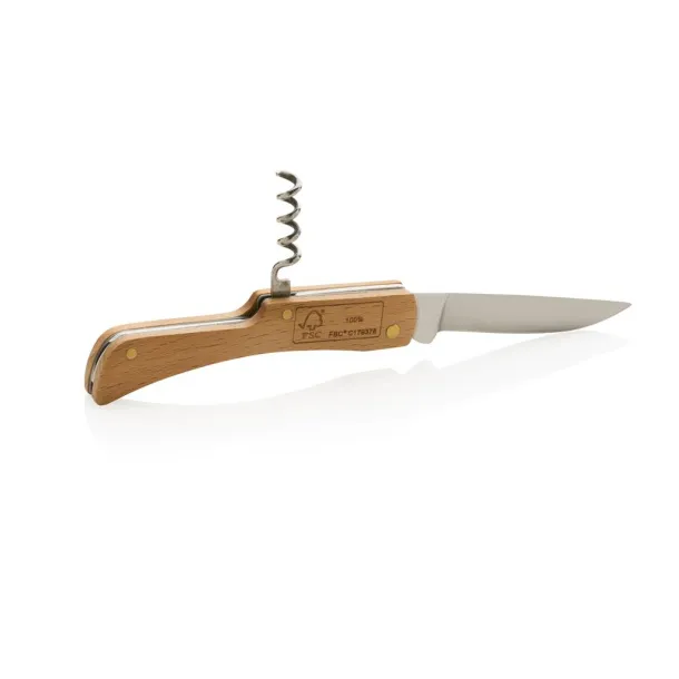  FSC® wooden knife with bottle opener - XD Collection Brown 