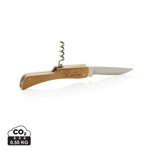  FSC® wooden knife with bottle opener - XD Collection Brown 