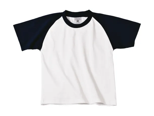  Baseball dječja kratka majica, 185 g/m² - B&C Bijela Mornarsko plava