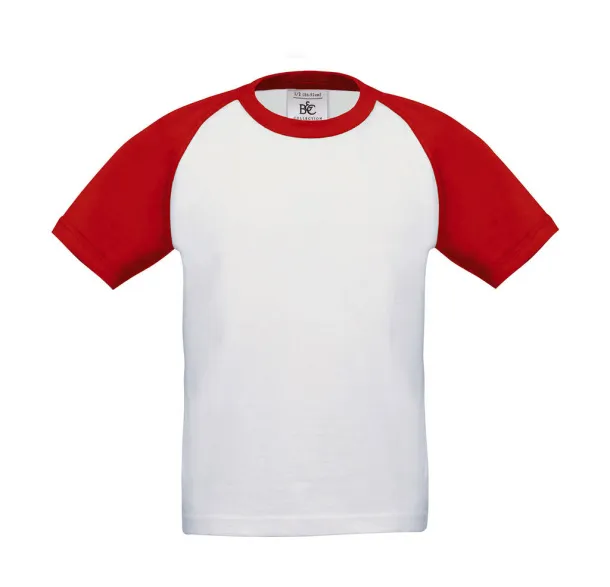  Baseball dječja kratka majica, 185 g/m² - B&C Bijela Crvena