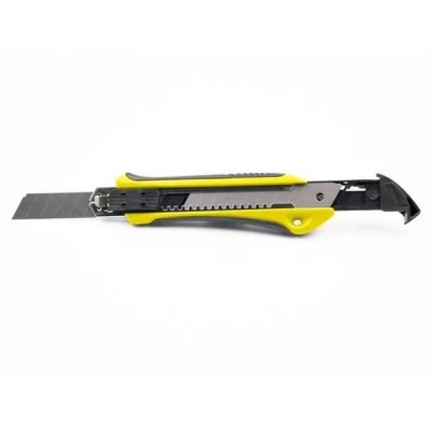  Cutter with safety mechanism, spare blades included yellow