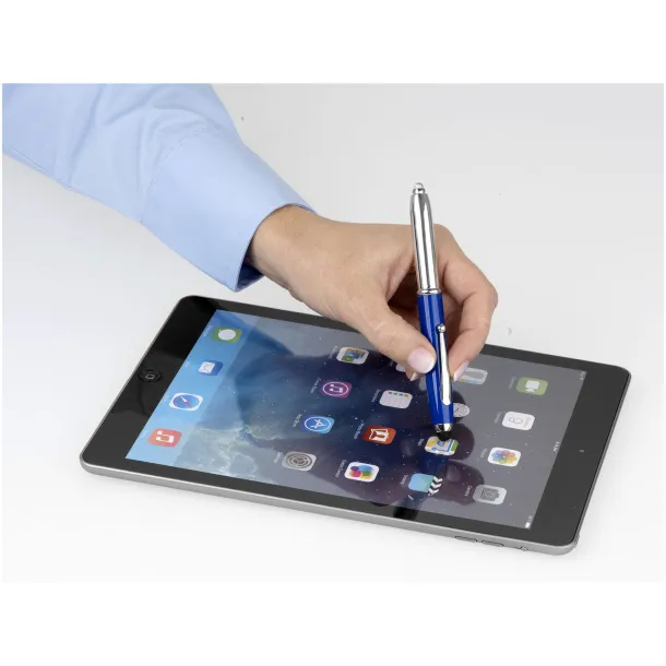 Xenon stylus ballpoint pen with LED light - Bullet Royal blue Silver