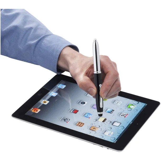 Xenon stylus ballpoint pen with LED light - Bullet Crna Silver