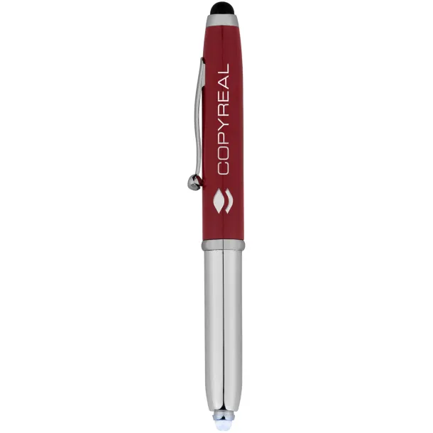 Xenon stylus ballpoint pen with LED light - Bullet Red Silver
