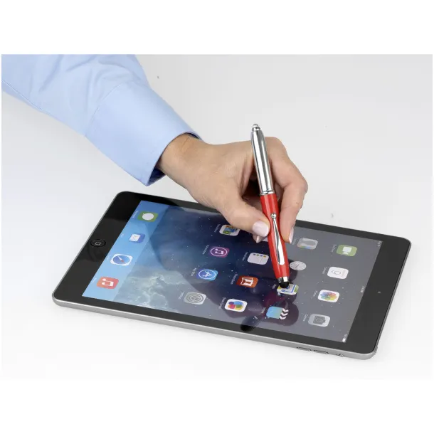 Xenon stylus ballpoint pen with LED light - Bullet Red Silver