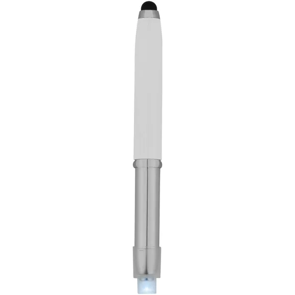 Xenon stylus ballpoint pen with LED light - Bullet White Silver