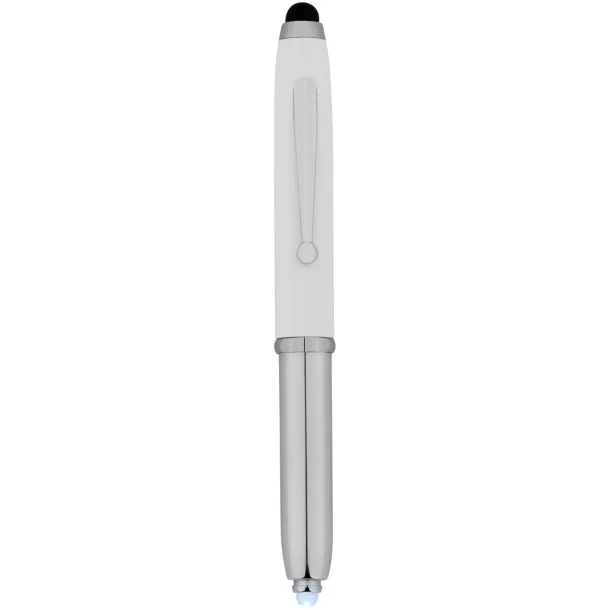 Xenon stylus ballpoint pen with LED light - Bullet White Silver