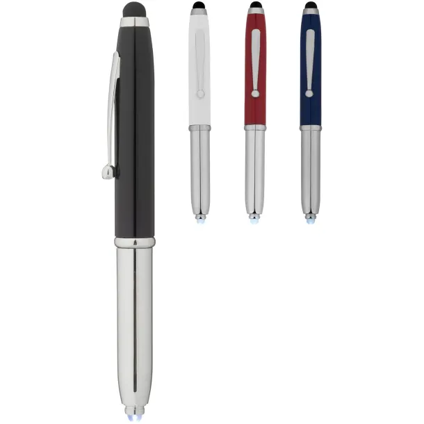 Xenon stylus ballpoint pen with LED light - Bullet White Silver