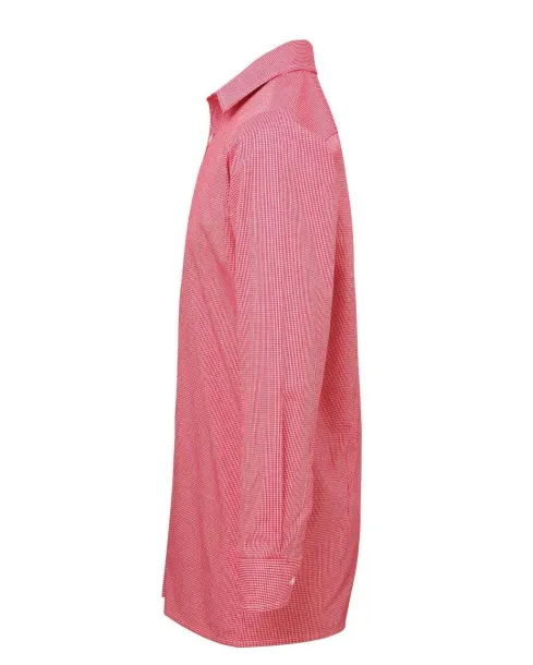  MEN'S LONG SLEEVE GINGHAM COTTON MICROCHECK SHIRT - Premier Crvena White