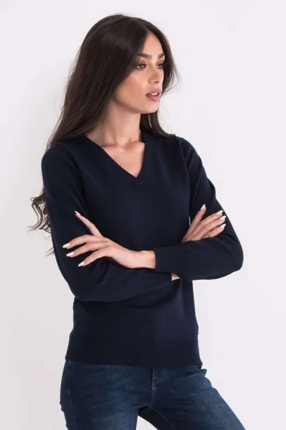  LADIES’ V-NECK FINE GAUGE COTTON PULLOVER- 290 g/m² - Legend World Wide Navy