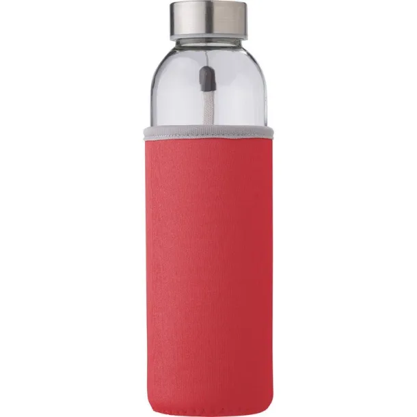  Glass sports bottle 500 ml red