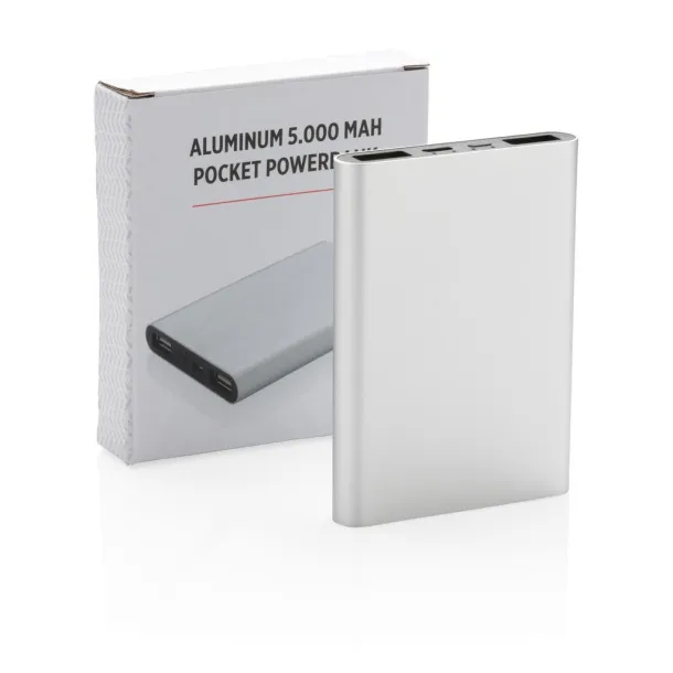  Aluminijska prijenosna baterija od 5000 mAh Srebrna Crna