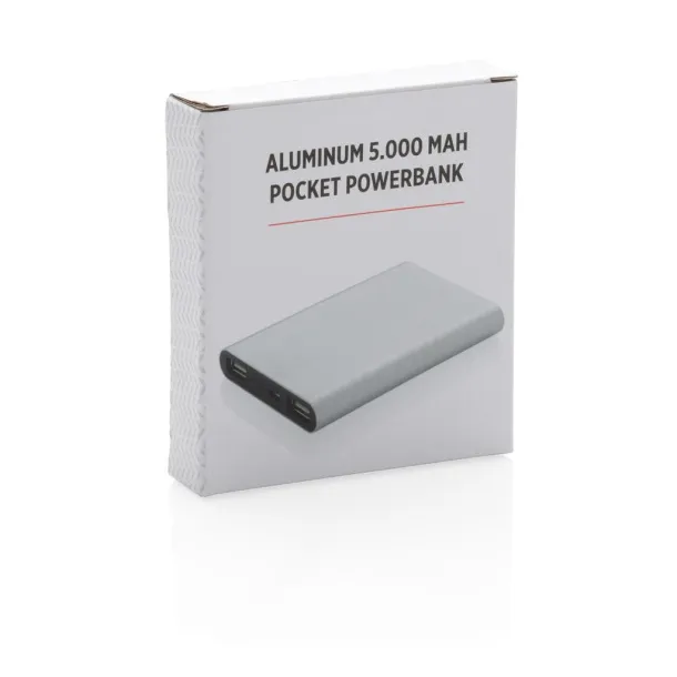  Aluminium 5.000 mAh pocket powerbank Silver Black
