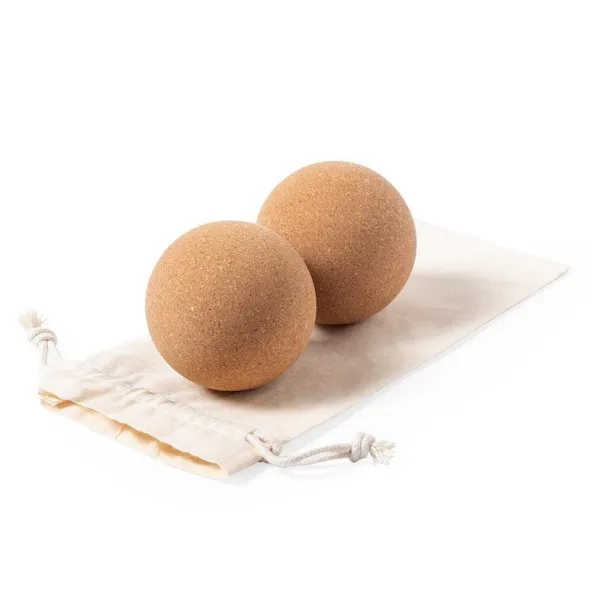  Set of cork yoga balls brown