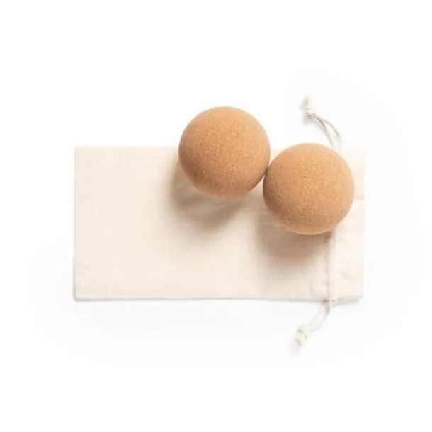  Set of cork yoga balls brown