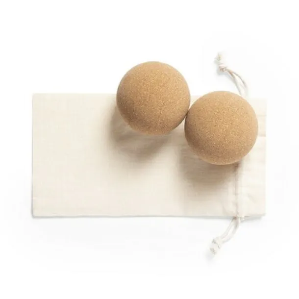  Set of cork yoga balls brown