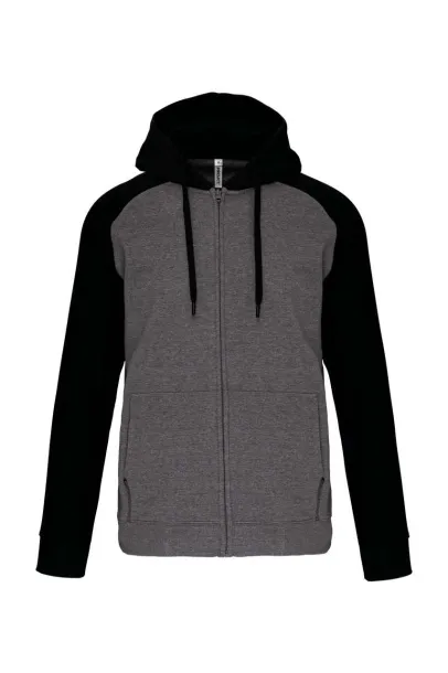  UNISEX TWO-TONE ZIPPED HOODED FLEECE JACKET - Proact Grey Heather Black