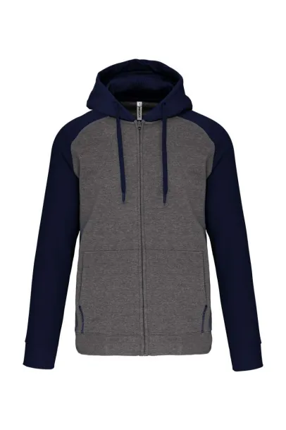  UNISEX TWO-TONE ZIPPED HOODED FLEECE JACKET - Proact Grey Heather Blue Dusk