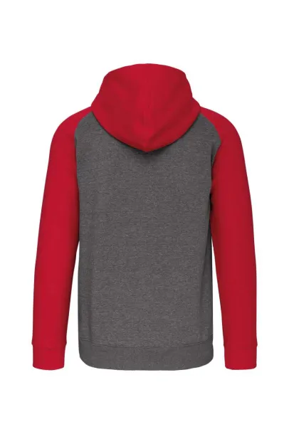  UNISEX TWO-TONE ZIPPED HOODED FLEECE JACKET - Proact Grey Heather Sporty Red