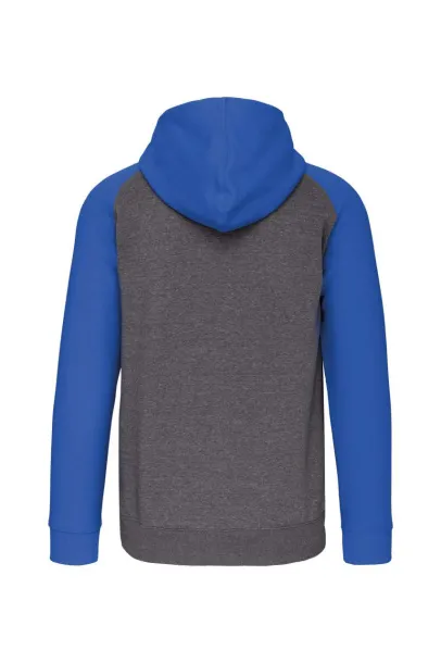  UNISEX TWO-TONE ZIPPED HOODED FLEECE JACKET - Proact Grey Heather Sporty Royal Blue