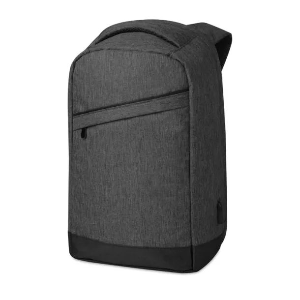 BERLIN 2 tone backpack incl USB plug Black