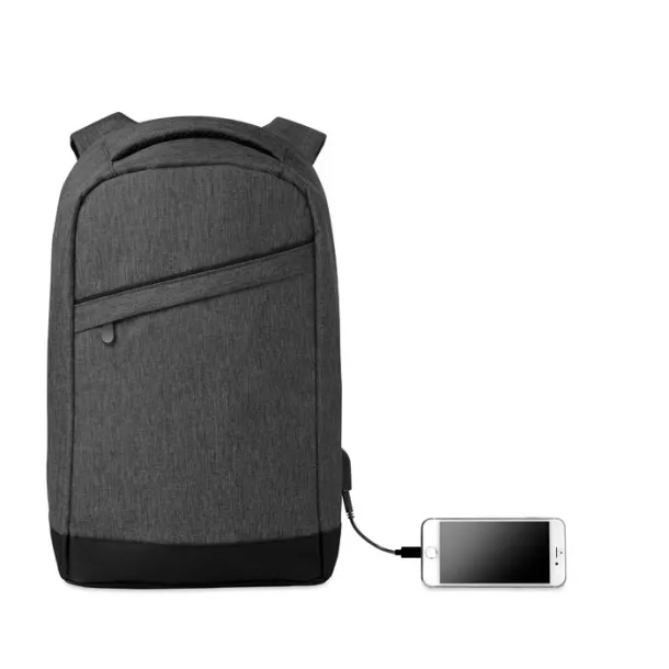 BERLIN 2 tone backpack incl USB plug Black