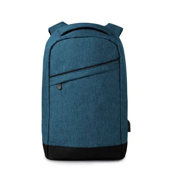 BERLIN 2 tone backpack incl USB plug Blue