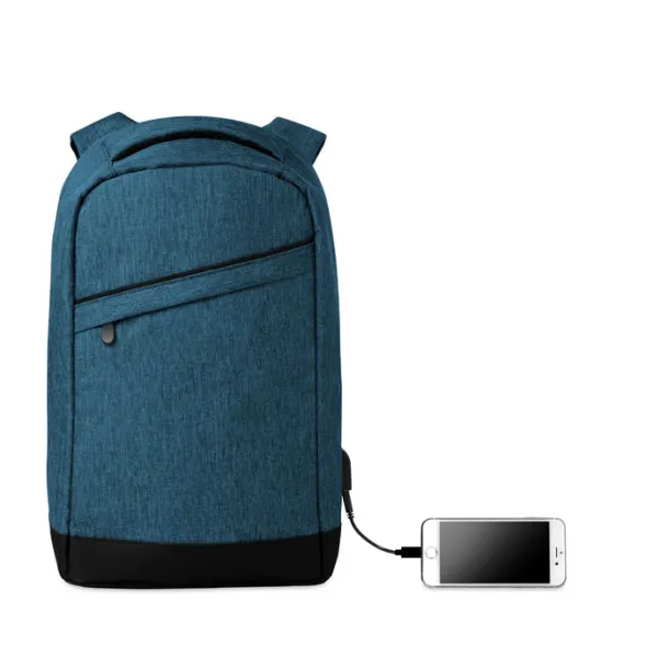 BERLIN 2 tone backpack incl USB plug Blue