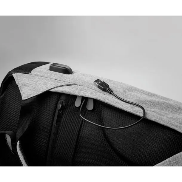 BERLIN 2 tone backpack incl USB plug Grey