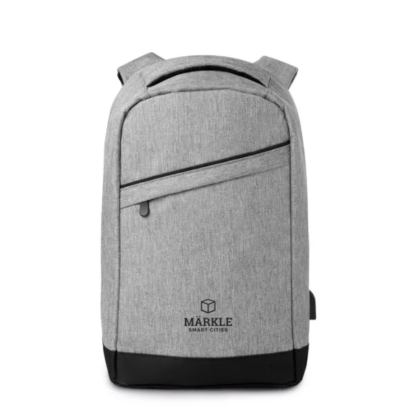 BERLIN 2 tone backpack incl USB plug Grey