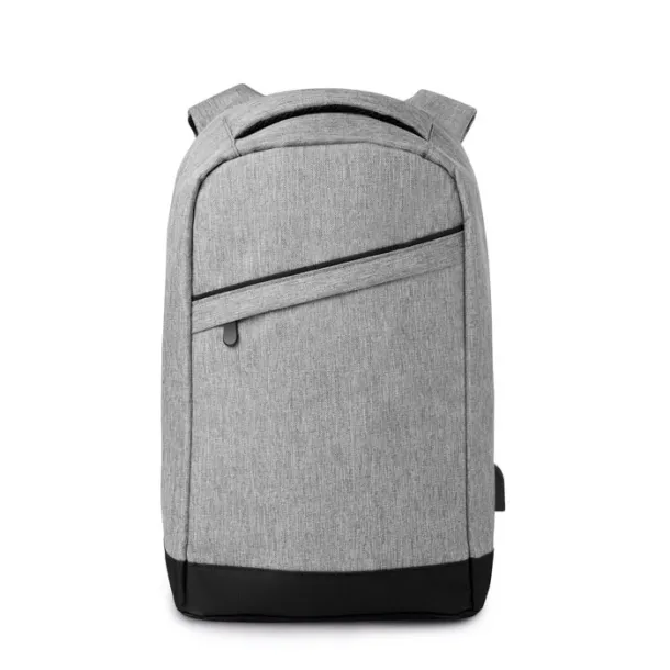 BERLIN 2 tone backpack incl USB plug Grey