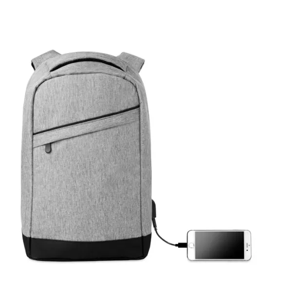 BERLIN 2 tone backpack incl USB plug Grey