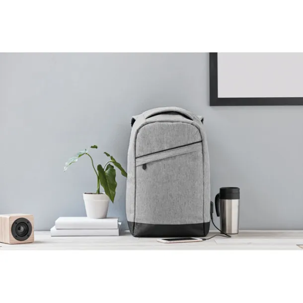 BERLIN 2 tone backpack incl USB plug Grey