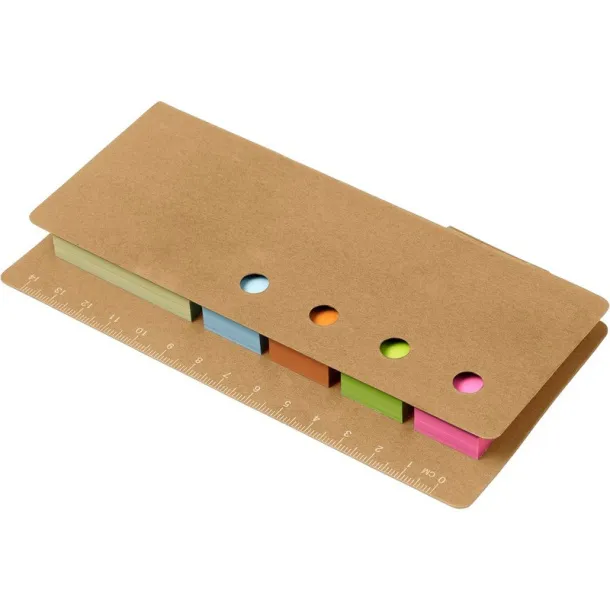  Memo holder, ruler, sticky notes, ball pen brown