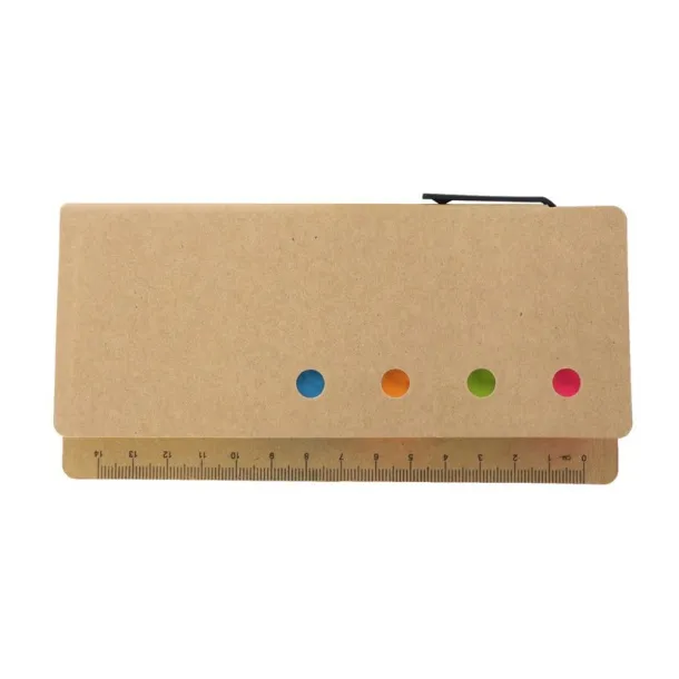  Memo holder, ruler, sticky notes, ball pen brown