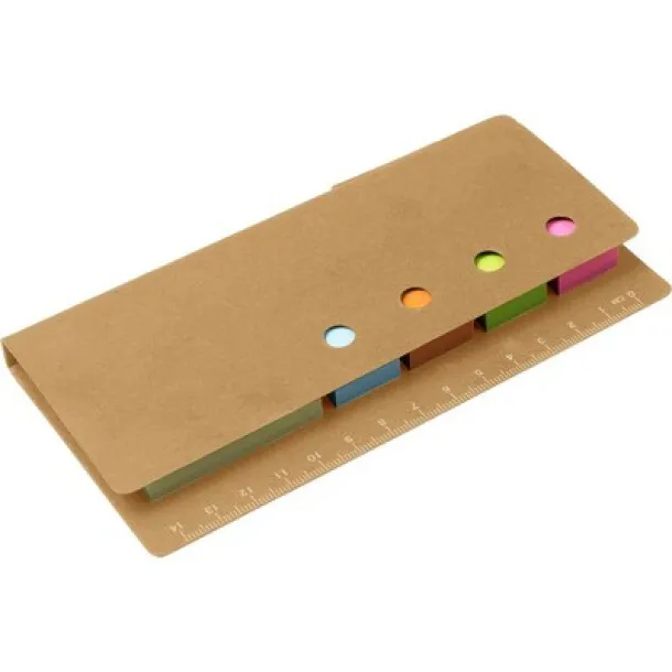  Memo holder, ruler, sticky notes, ball pen brown