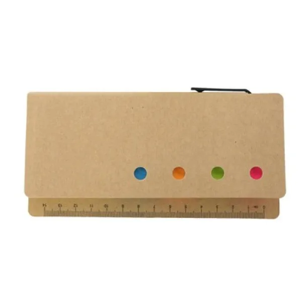  Memo holder, ruler, sticky notes, ball pen brown