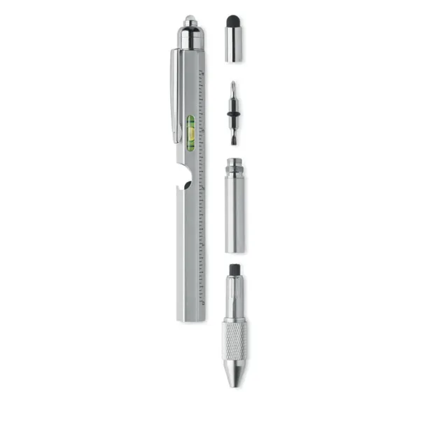 RETOOL Spirit level pen with ruler Matt Silver