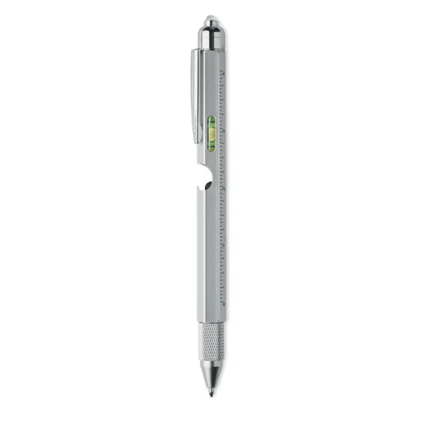 RETOOL Spirit level pen with ruler Matt Silver