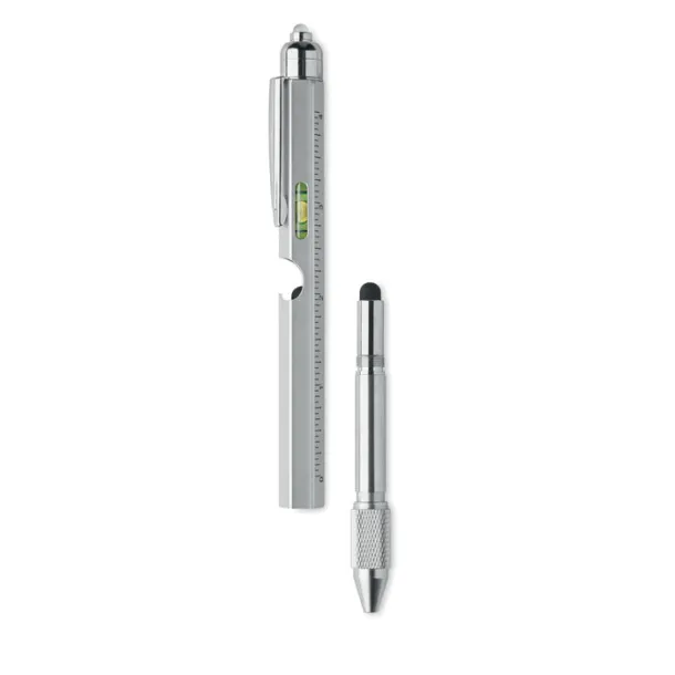 RETOOL Spirit level pen with ruler Matt Silver