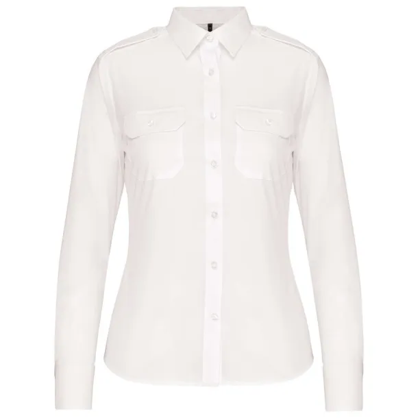  LADIES’ LONG-SLEEVED PILOT SHIRT - Kariban White