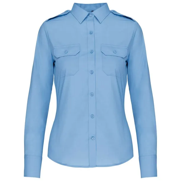  LADIES’ LONG-SLEEVED PILOT SHIRT - Kariban Sky blue