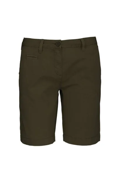  LADIES' WASHED EFFECT BERMUDA SHORTS - Kariban Washed Light Khaki