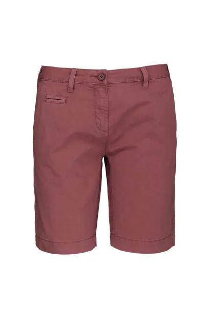  LADIES' WASHED EFFECT BERMUDA SHORTS - Kariban Washed Marsala