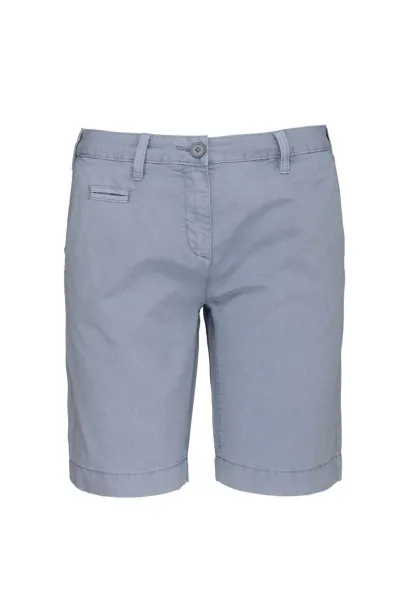  LADIES' WASHED EFFECT BERMUDA SHORTS - Kariban Washed Smoky Blue